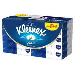 Kleenex Original Facial Tissue, 2 PLY, 10 Tissue Boxes x 70 Sheets, Soft Tissue Paper with Cotton Care for Face & Hands 