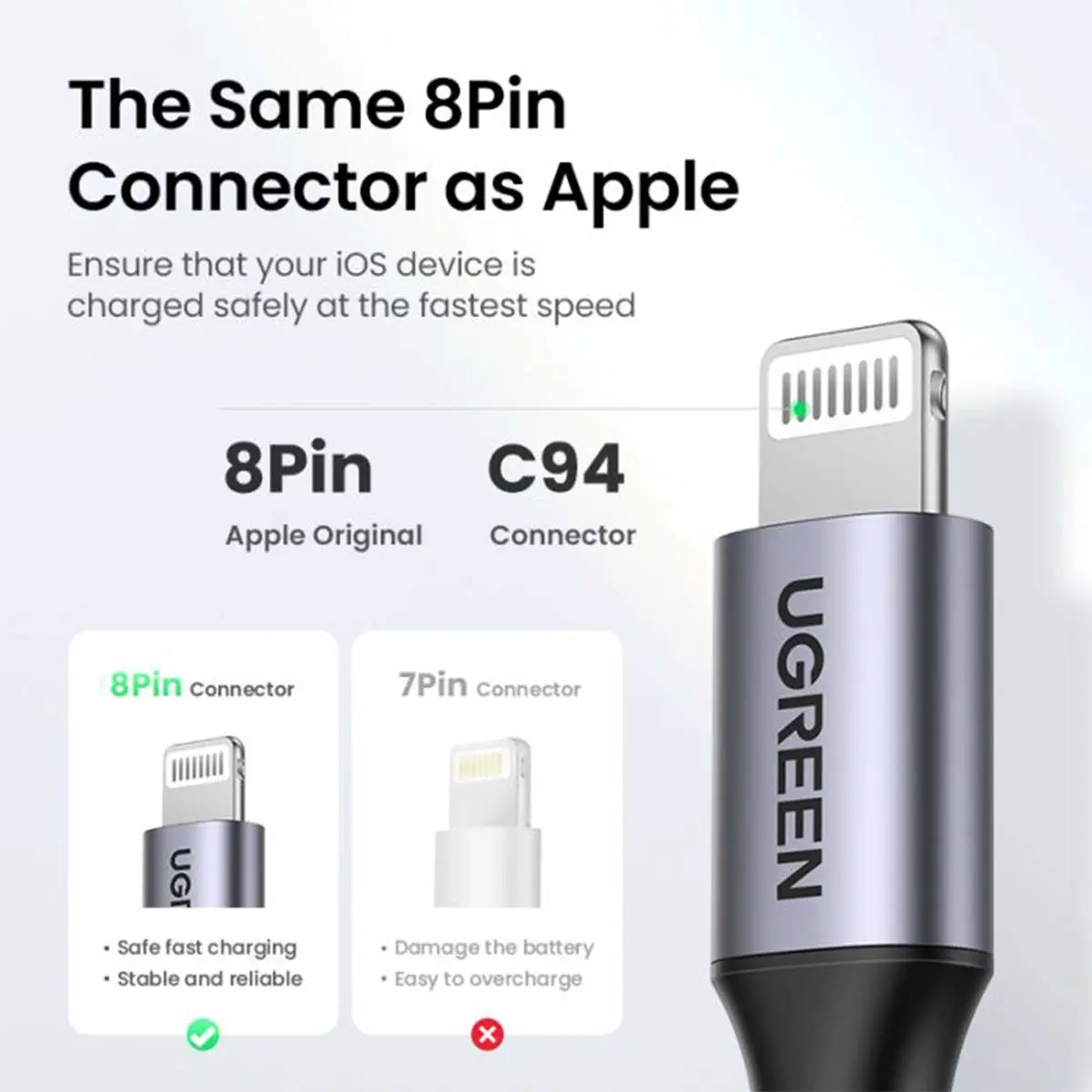 Ugreen Charging Cable USB C To Lightning 1m Black - view 7