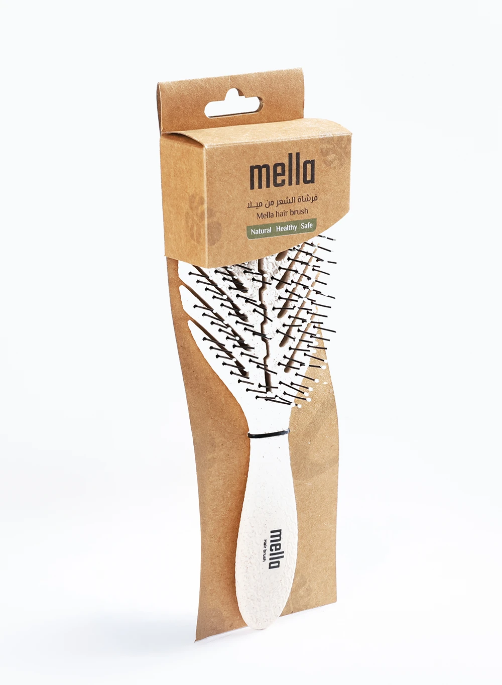 Mella Oval Hair Brush For Detangling Light Beige