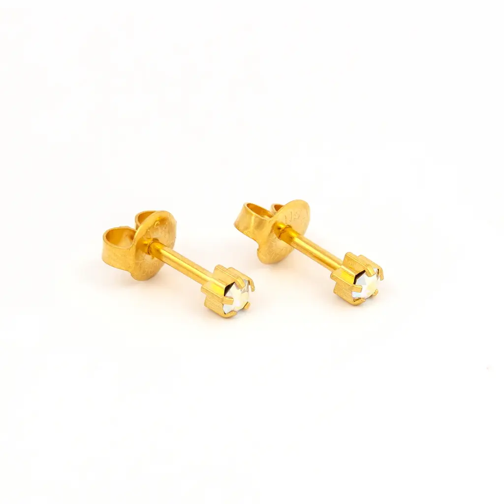 Studex Gold Plated Regular Riffany Abcrystal Card- Earrings For Sensitive Ears - view 2