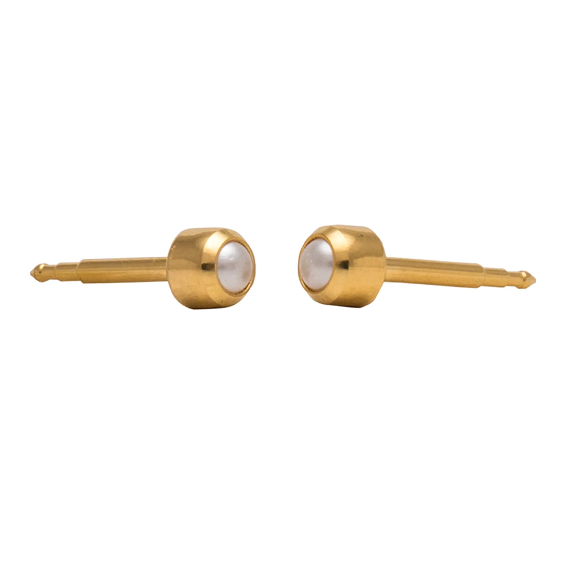 Studex Gold Plated Reg White Pearl Card /Pr- Earrings For Sensitive Ears - view 4