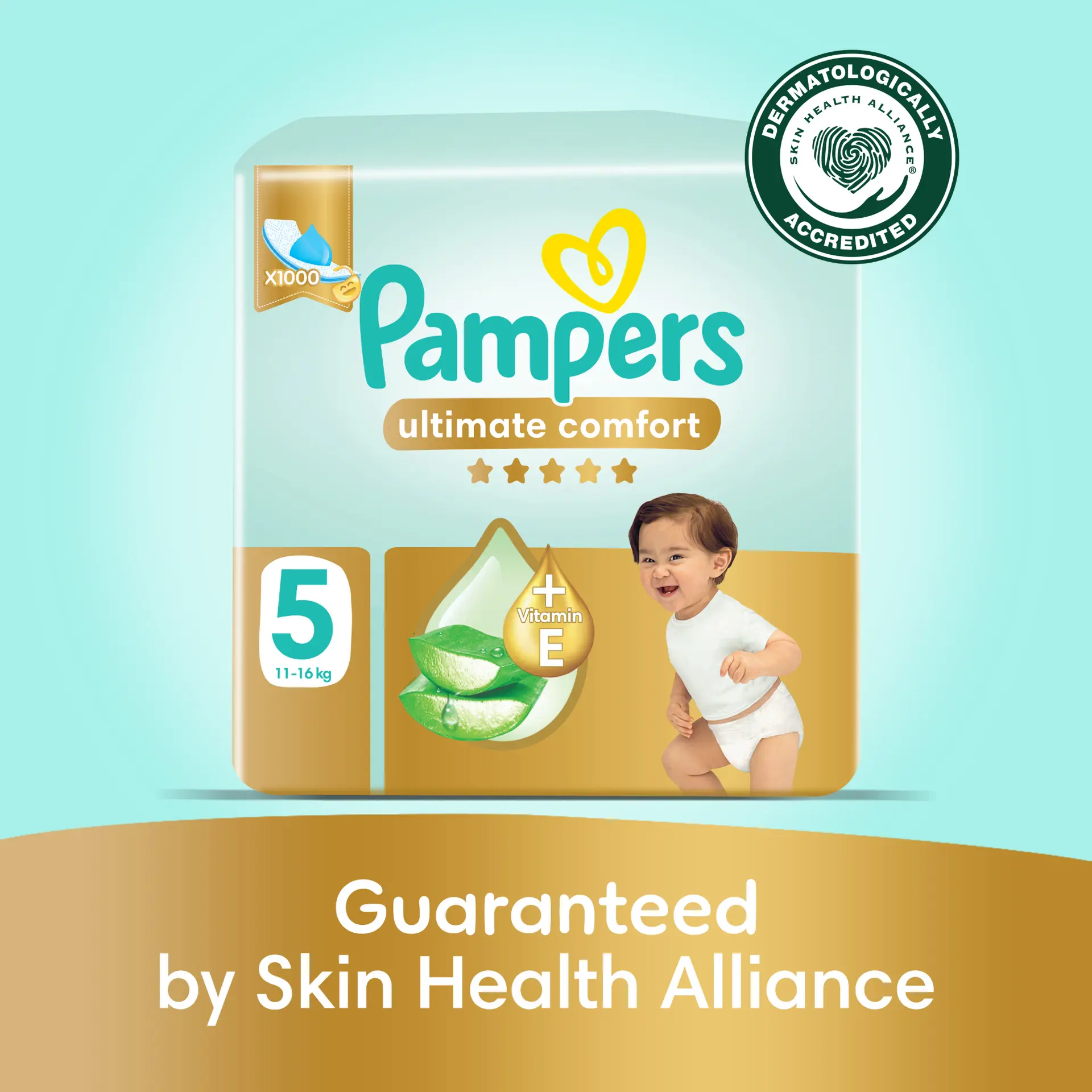 Pampers Diapers Ultimate Comfort Taped Size 5 Aloe Vera Lotion & Vitamin E 56 Diapers  - view 8