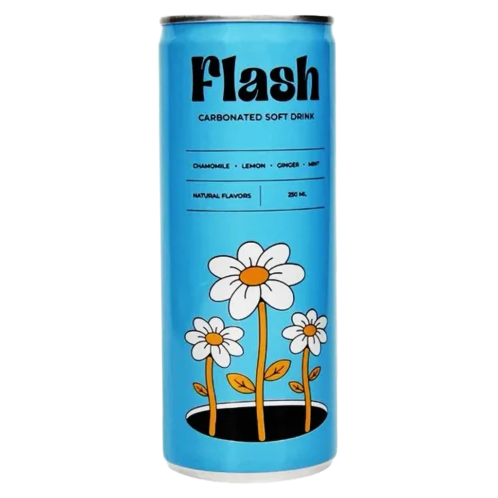 Flash Natural Carbonated Soft Drink of Chamomile, Ginger, Lemon and Mint 250 ml