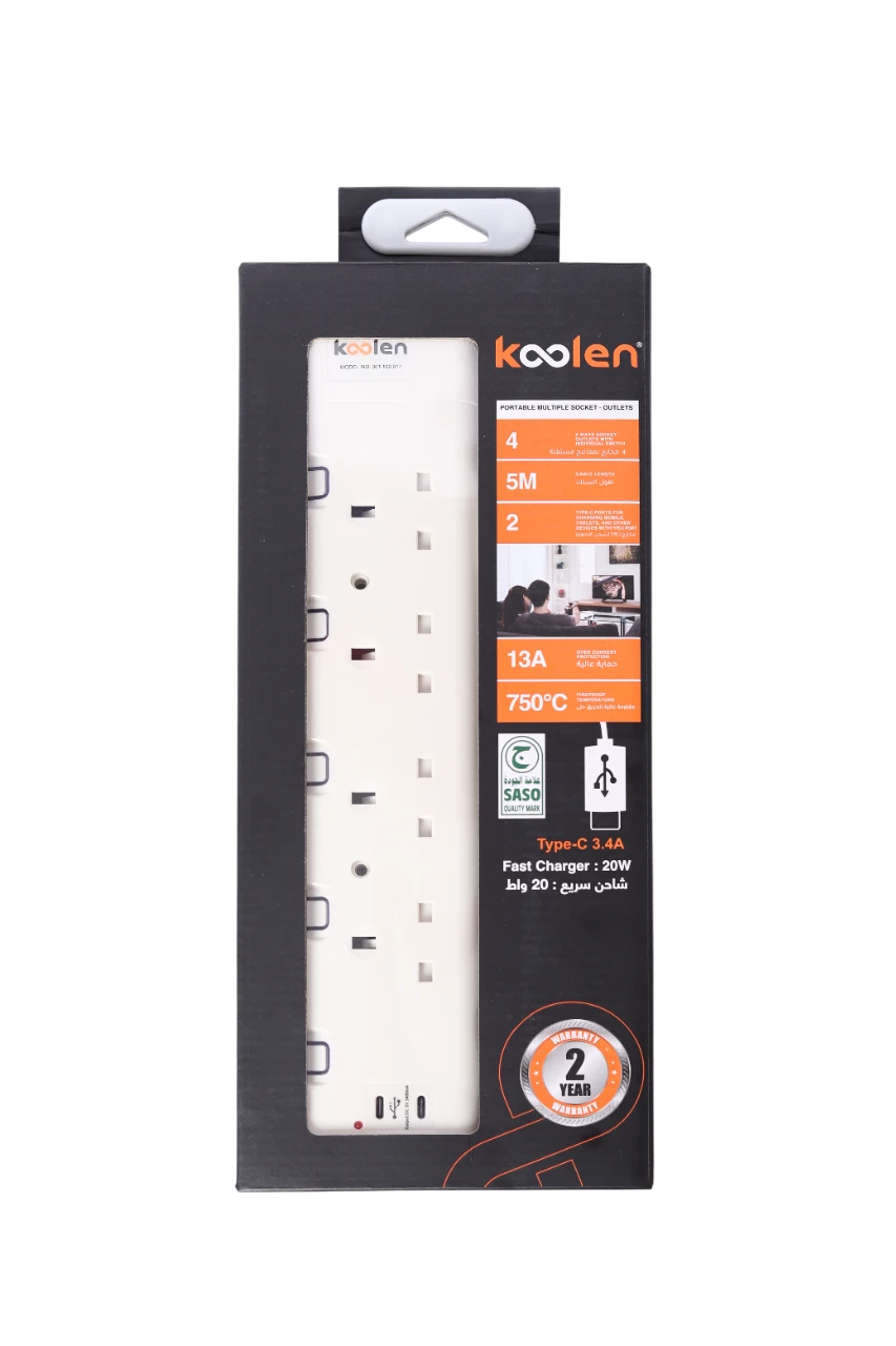 Koolen Socket 4 Way 5 M With 2 TYP C 