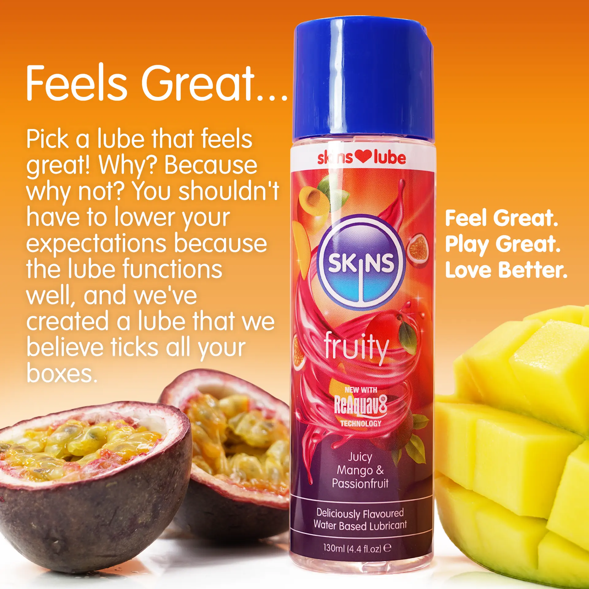 Skins Water Based Lubricants Fruity Juicy Mango & Passionfruit  4.4 Fl. Oz - view 2
