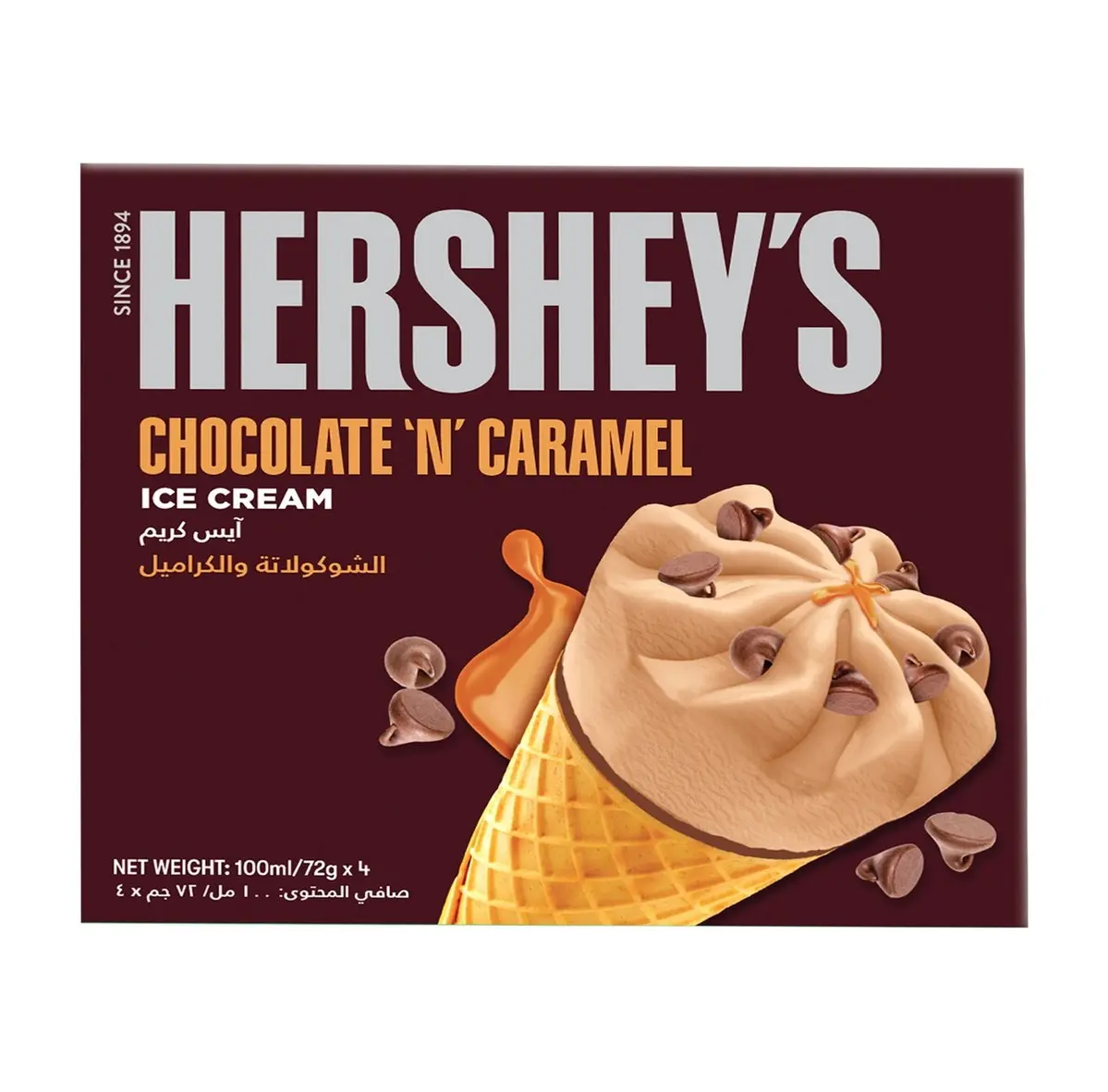 Hershey's Chocolate Caramel Ice Cream Cone 4 pcs 100 ml - view 1