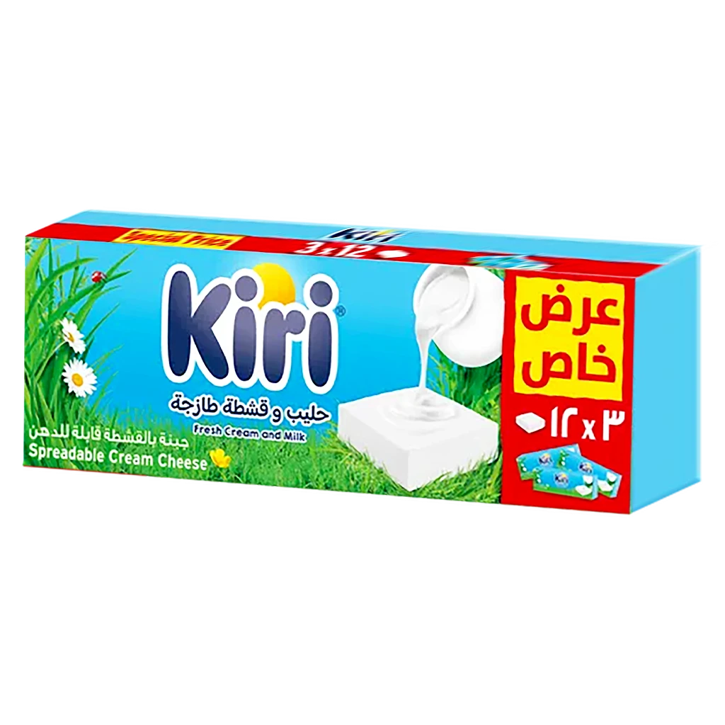 Kiri Spreadable Cream Cheese Squares 3 pack 36 pcs 648 gm
