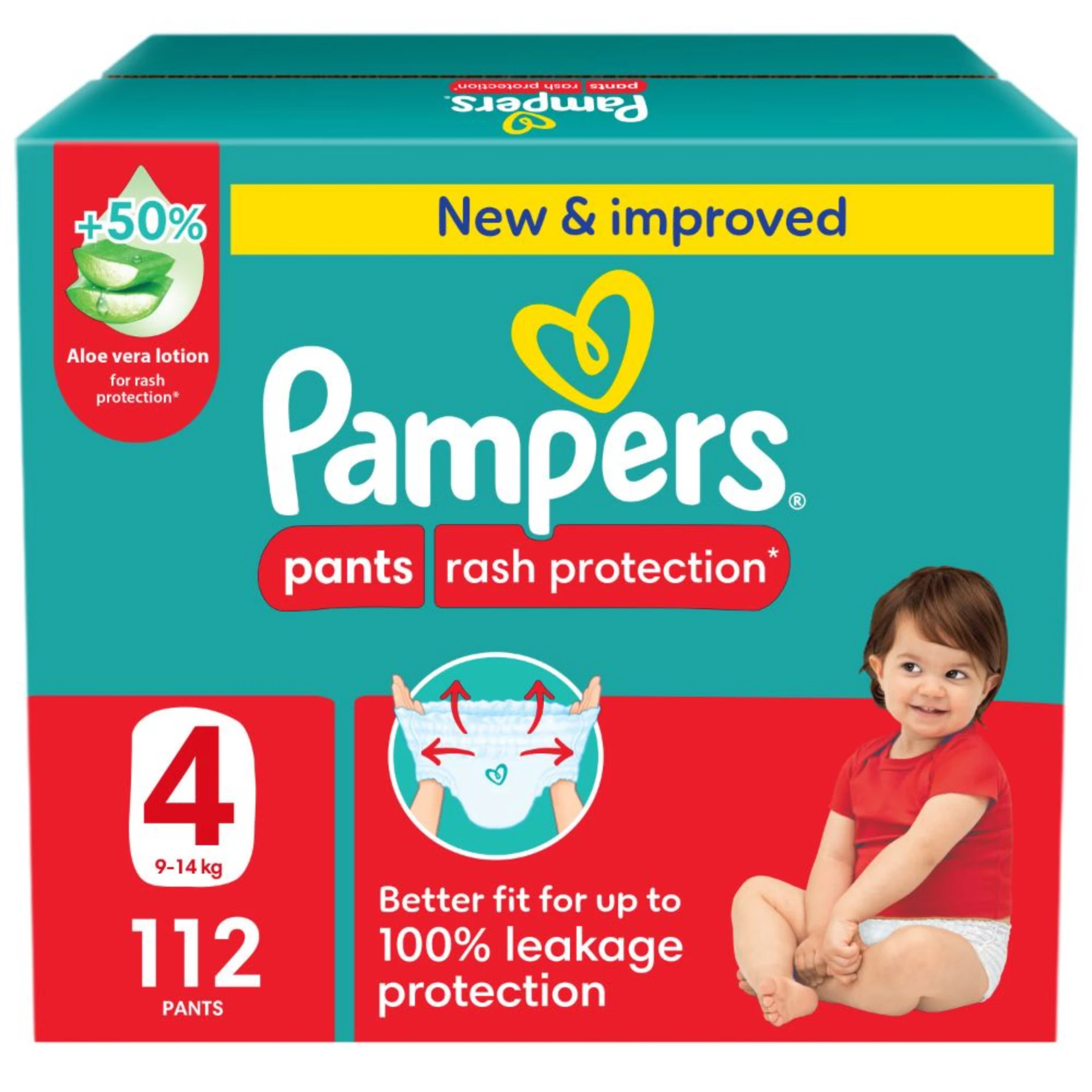 Pampers Diapers Rash Protection Pants Size 4 Aloe Vera Lotion 112 Pants 