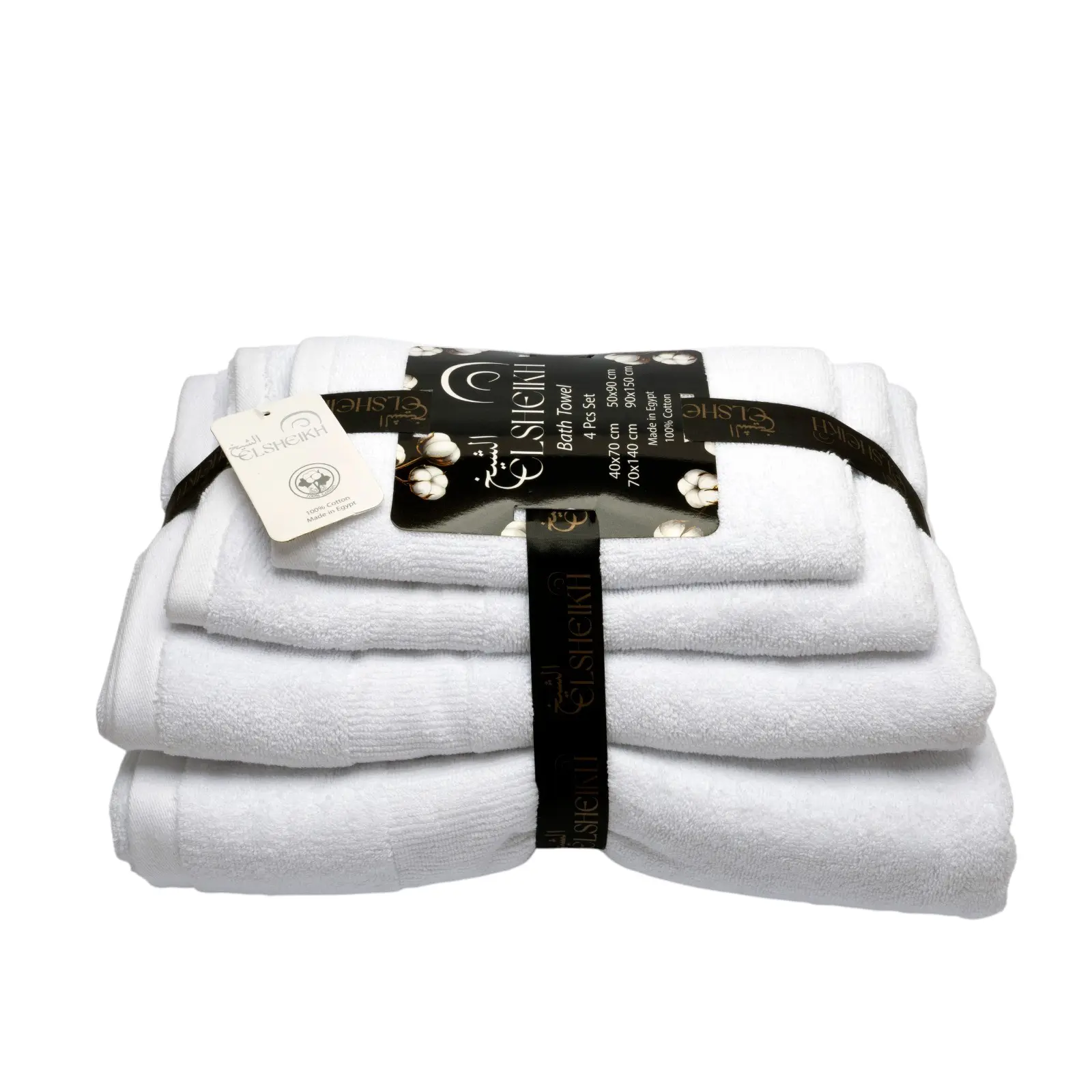 Elsheikh  White Cotton Bath Towel Set 4 pcs 550 gsm 40*70 and 50*90 and 70*140 and 90*150 cm - view 1