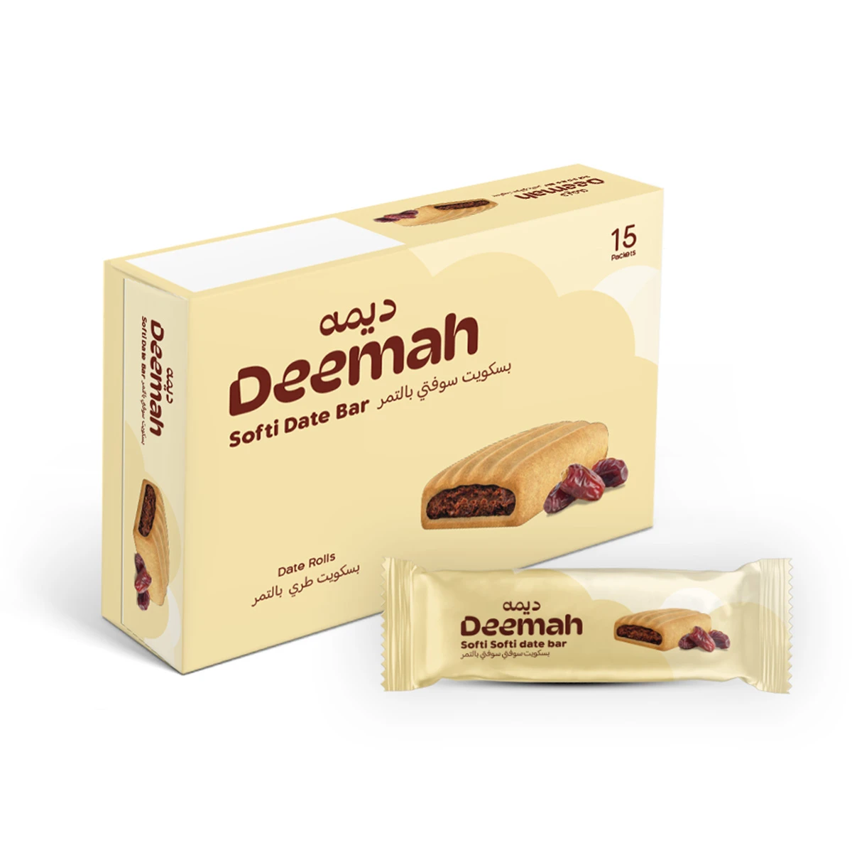 Deemah Softi Biscuit Date Roll Box 15 Pcs 21 gm