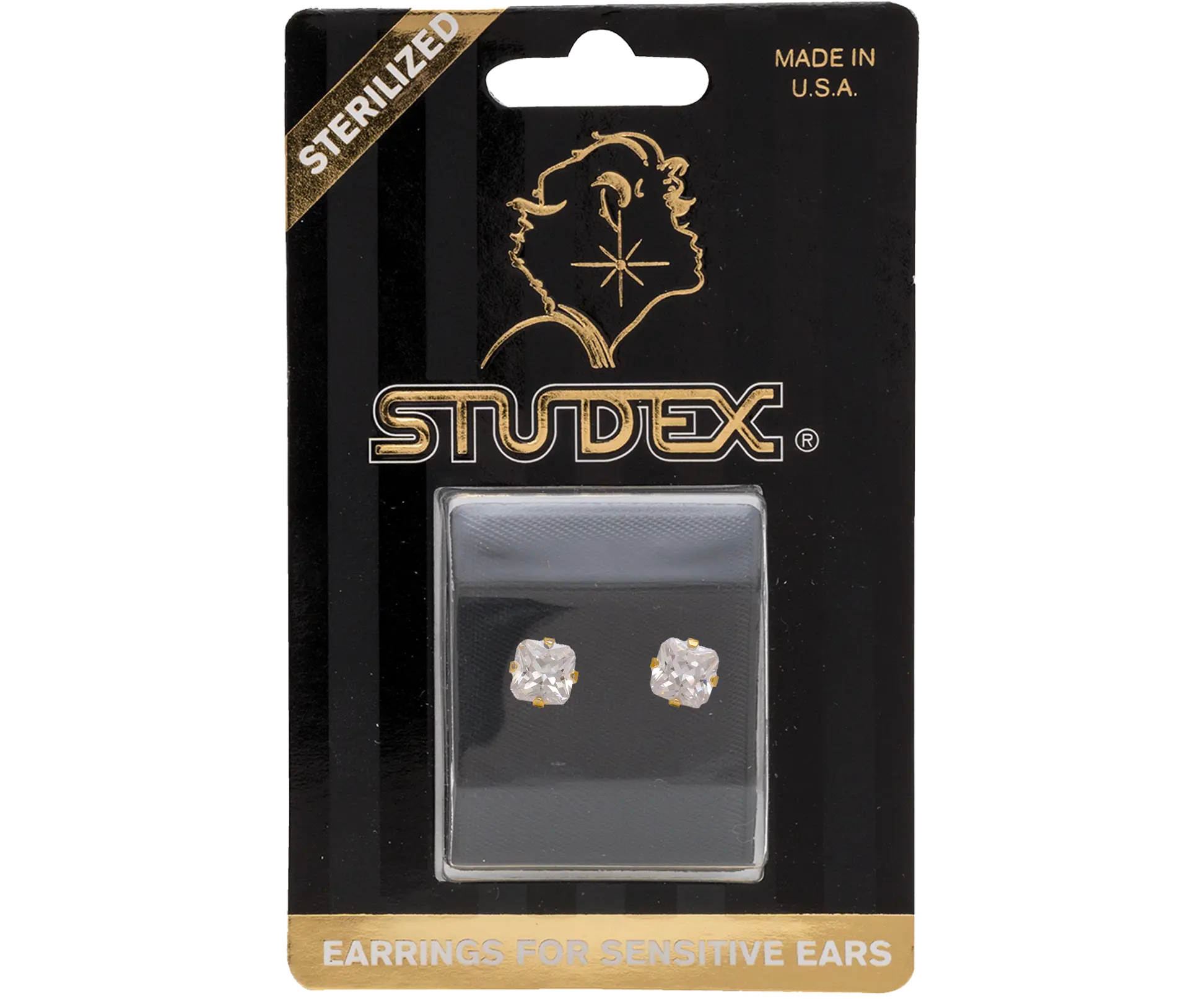 Studex Gold Tif 6*6mm C/z Prin Cut- Earrings For Sensitive Ears - view 2
