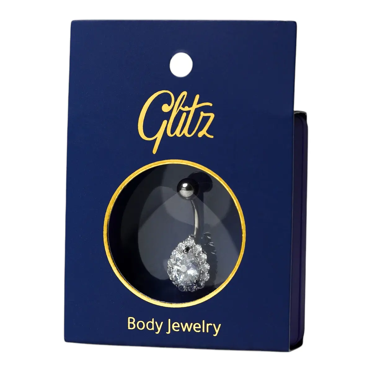 Glitz Body Ring Silver with Crystal teardrop  - view 1