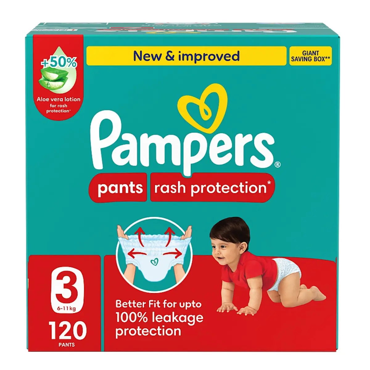 Pampers Diapers Rash Protection Pants Size 3 Aloe Vera Lotion 120 Pants  - view 2