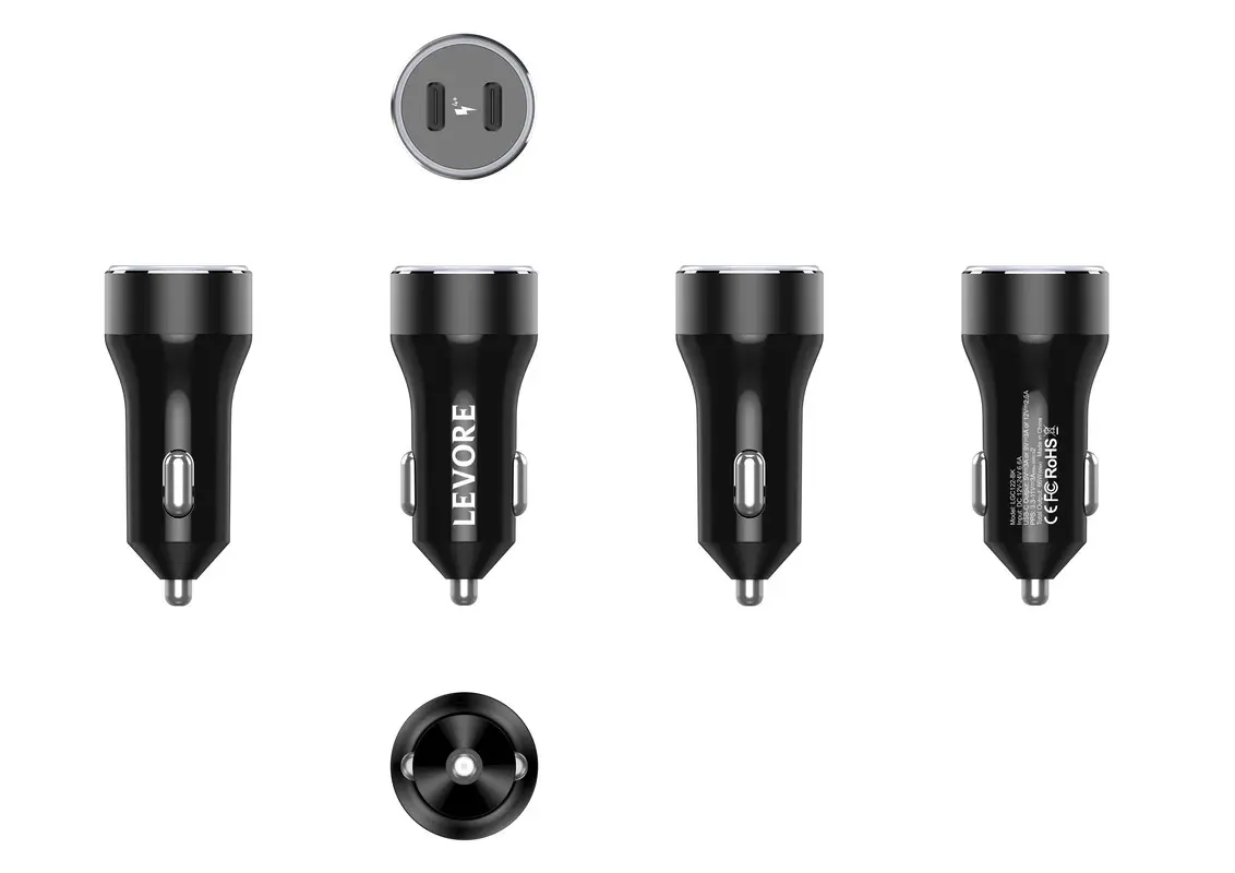 Levore Car Charger 66W 2USB-C Pd Ports Black - view 3