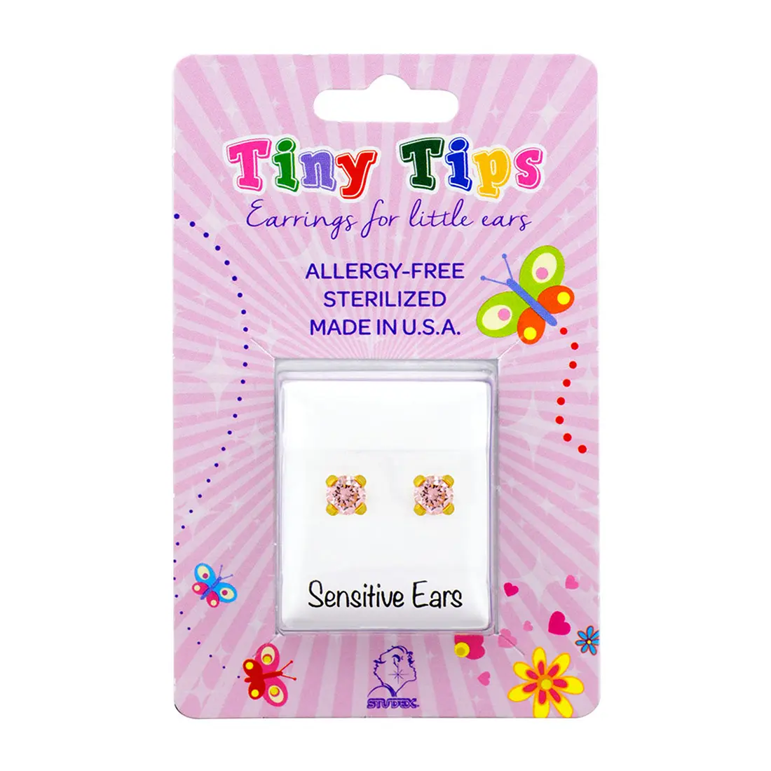 Studex Gold Plated Tiffany 3mm Cz Pink- Earrings For Sensitive Ears - view 5