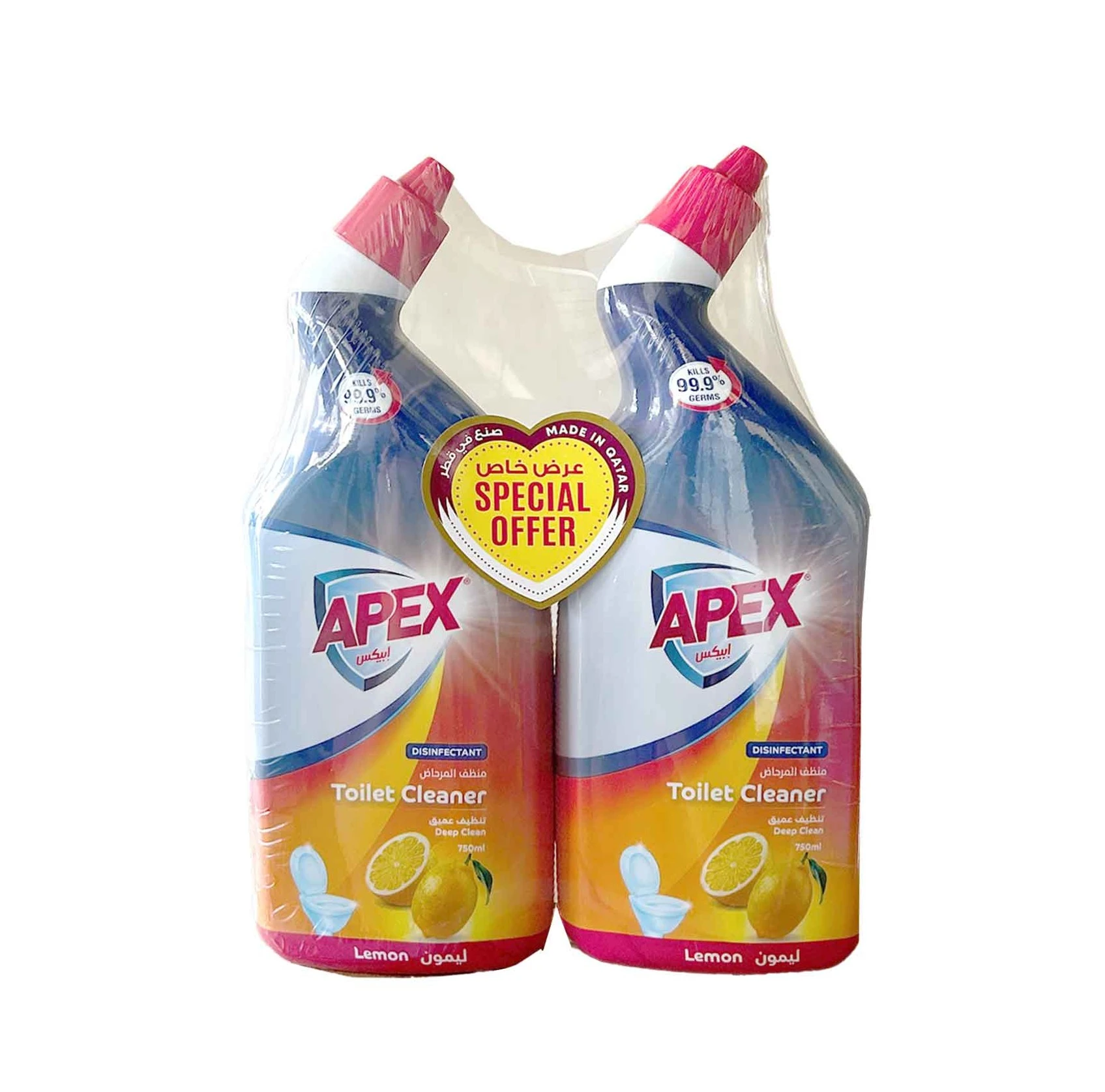 Apex Toilet Cleaner Lemon 2pcs 750 ml