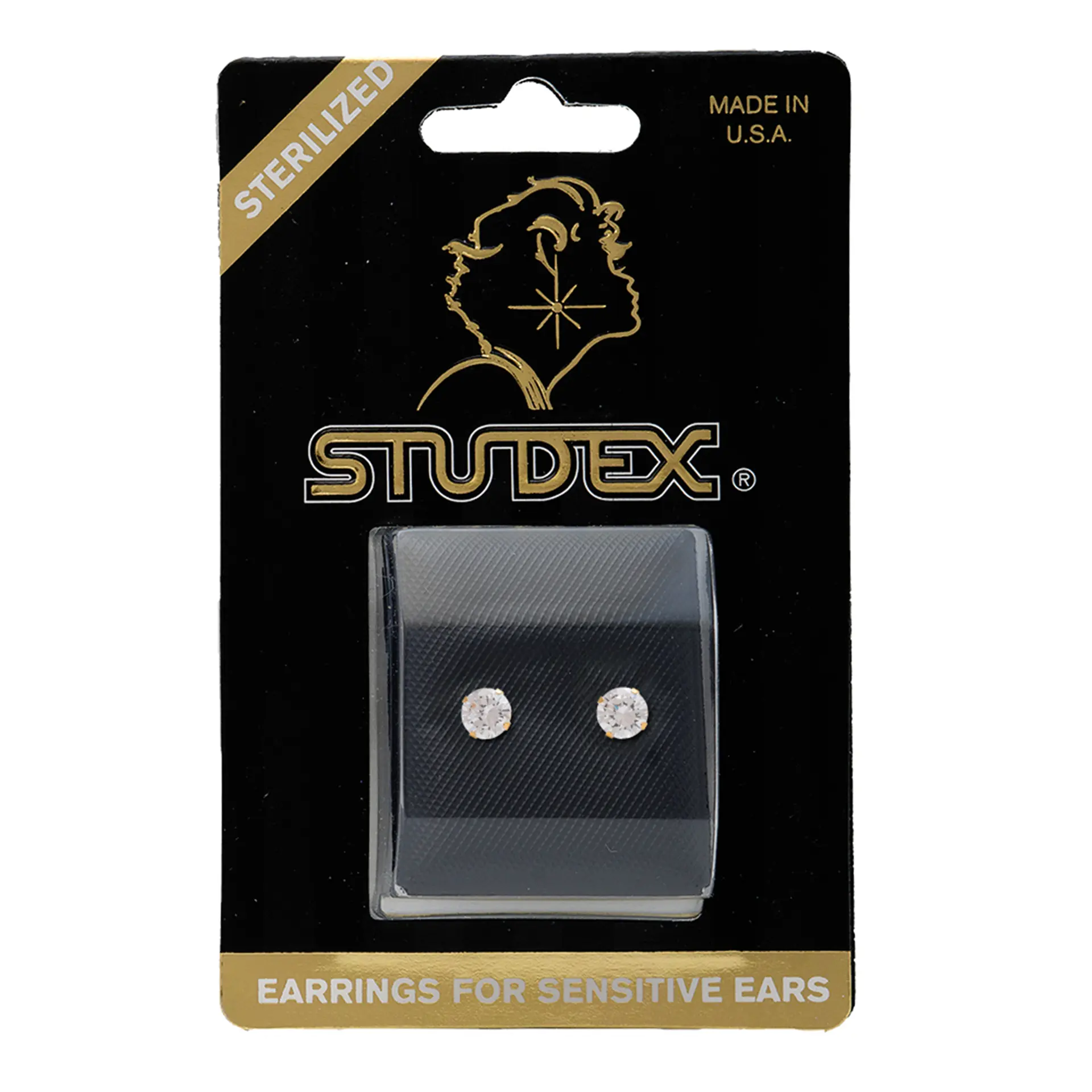 Studex Gold Plated 8mm Cubic Zirconia- Earrings For Sensitive Ears - view 4