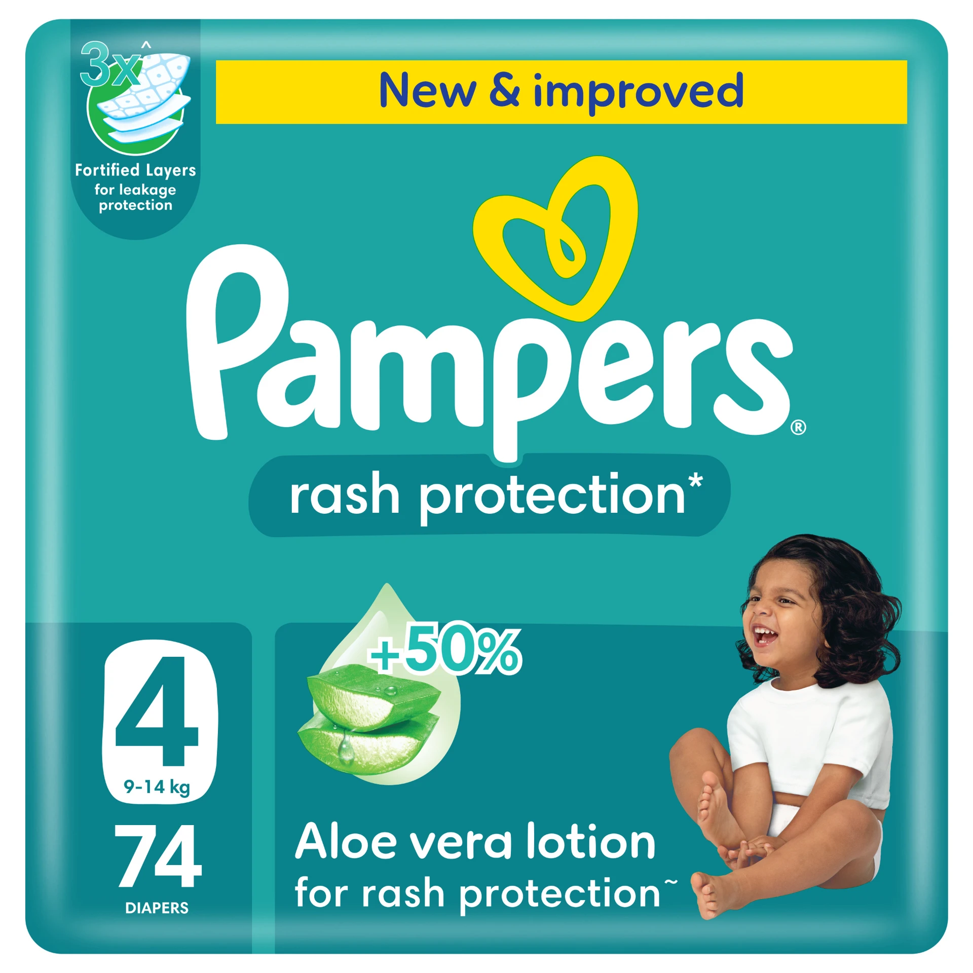 Pampers Diapers Rash Protection Taped Size 4 Aloe Vera Lotion 74 Diapers 