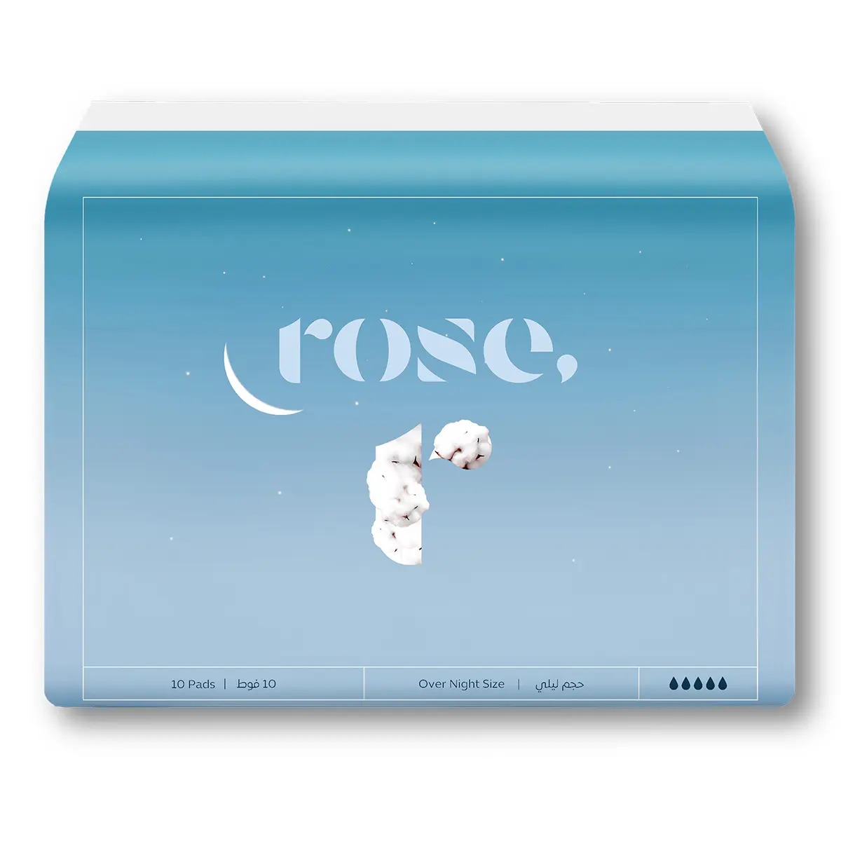 Rose Organic Night Sanitary Pads Natural Cotton Double Protection for Sleep 10 Pads  - view 1