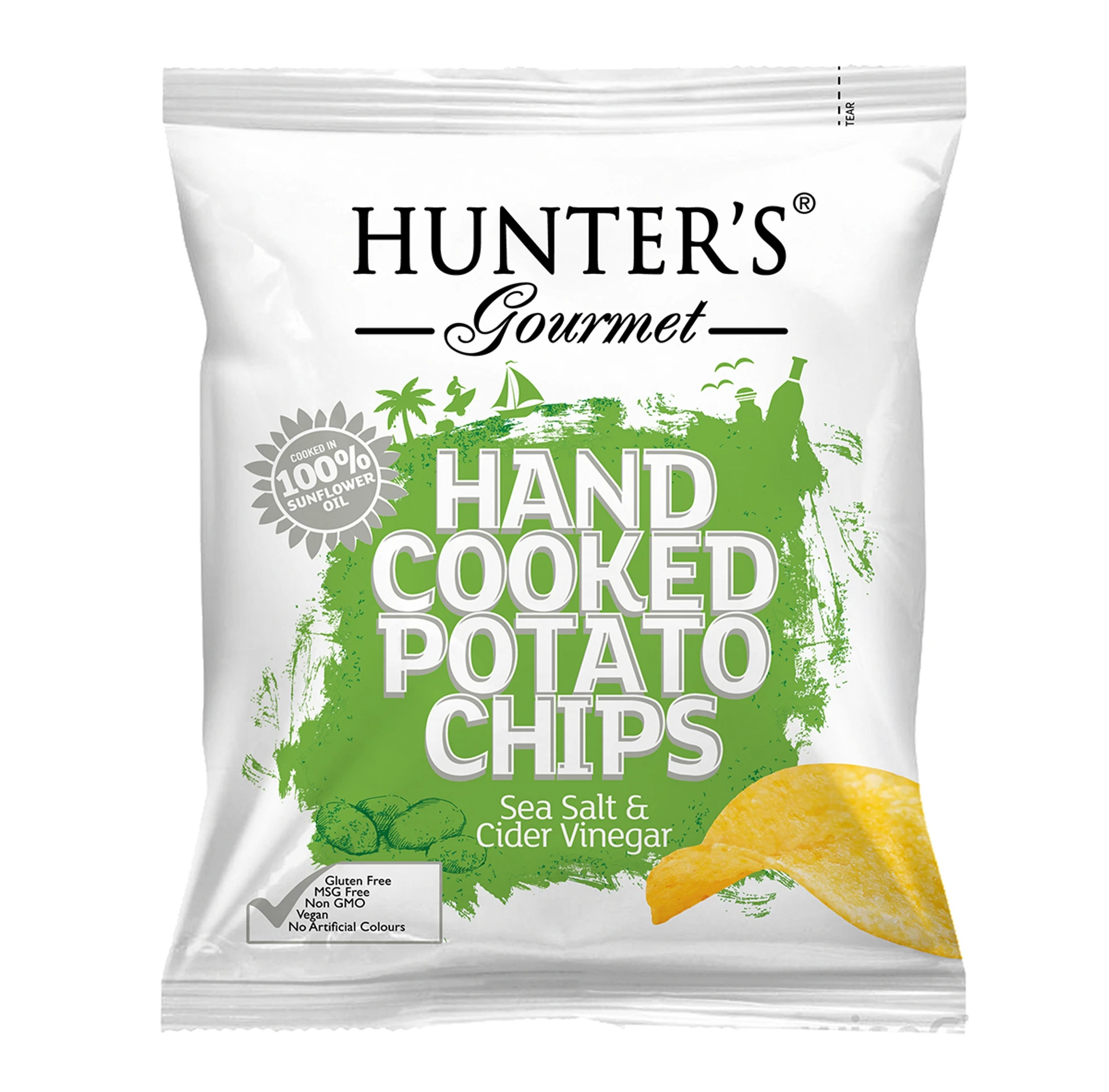 Hunter's Hand Cooked Potato Chips Sea Salt And Vinegar 40  gm