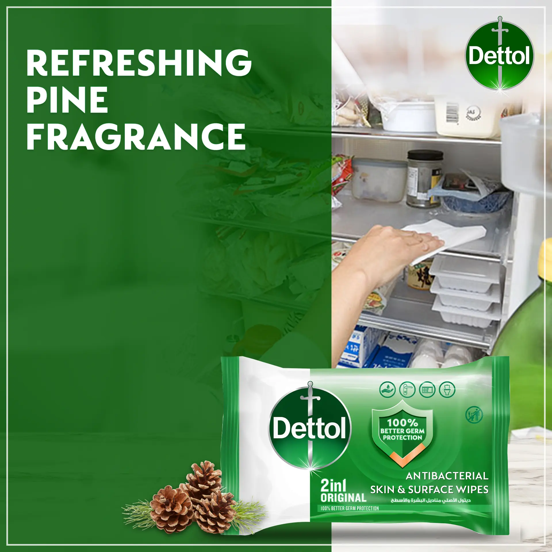 Dettol Original 2 In 1 Antibacterial Skin and Surface Wipes 80 pcs - view 4
