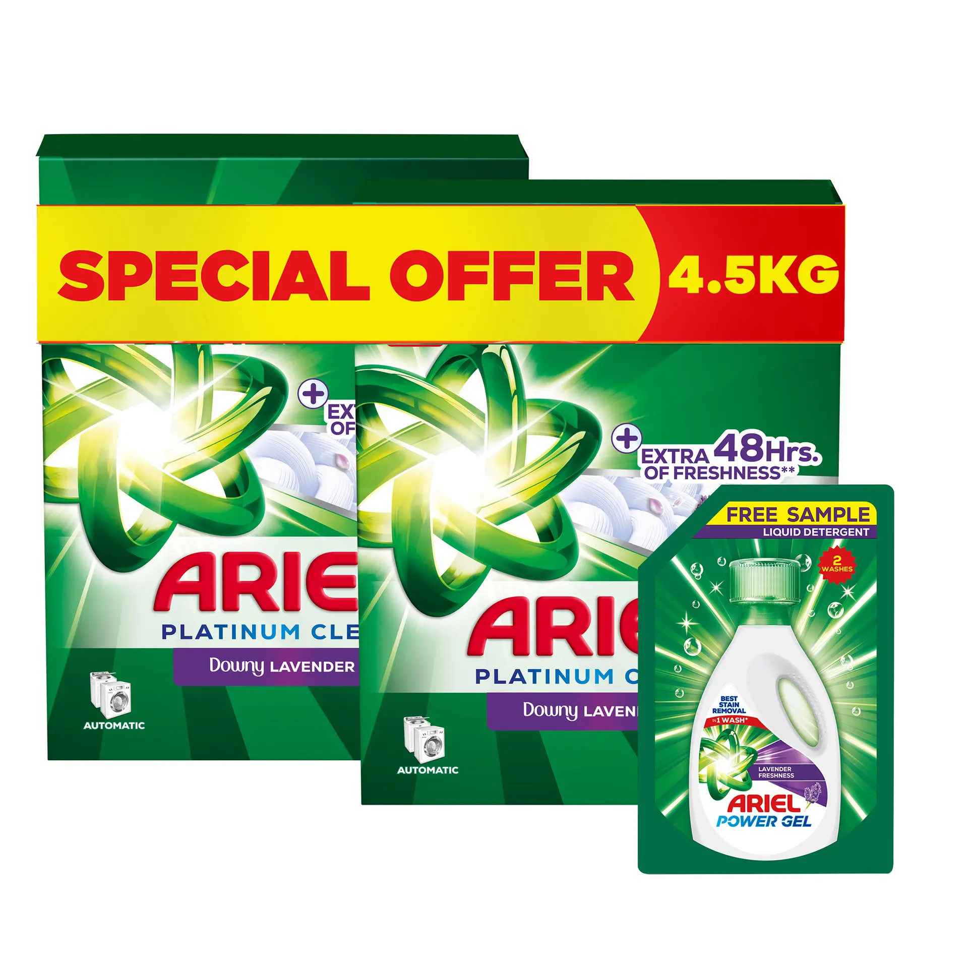 Ariel Automatic Low Sudsing Downy Lavender 2 pcs 2.25 kg + Power Gel 300 ml - view 1