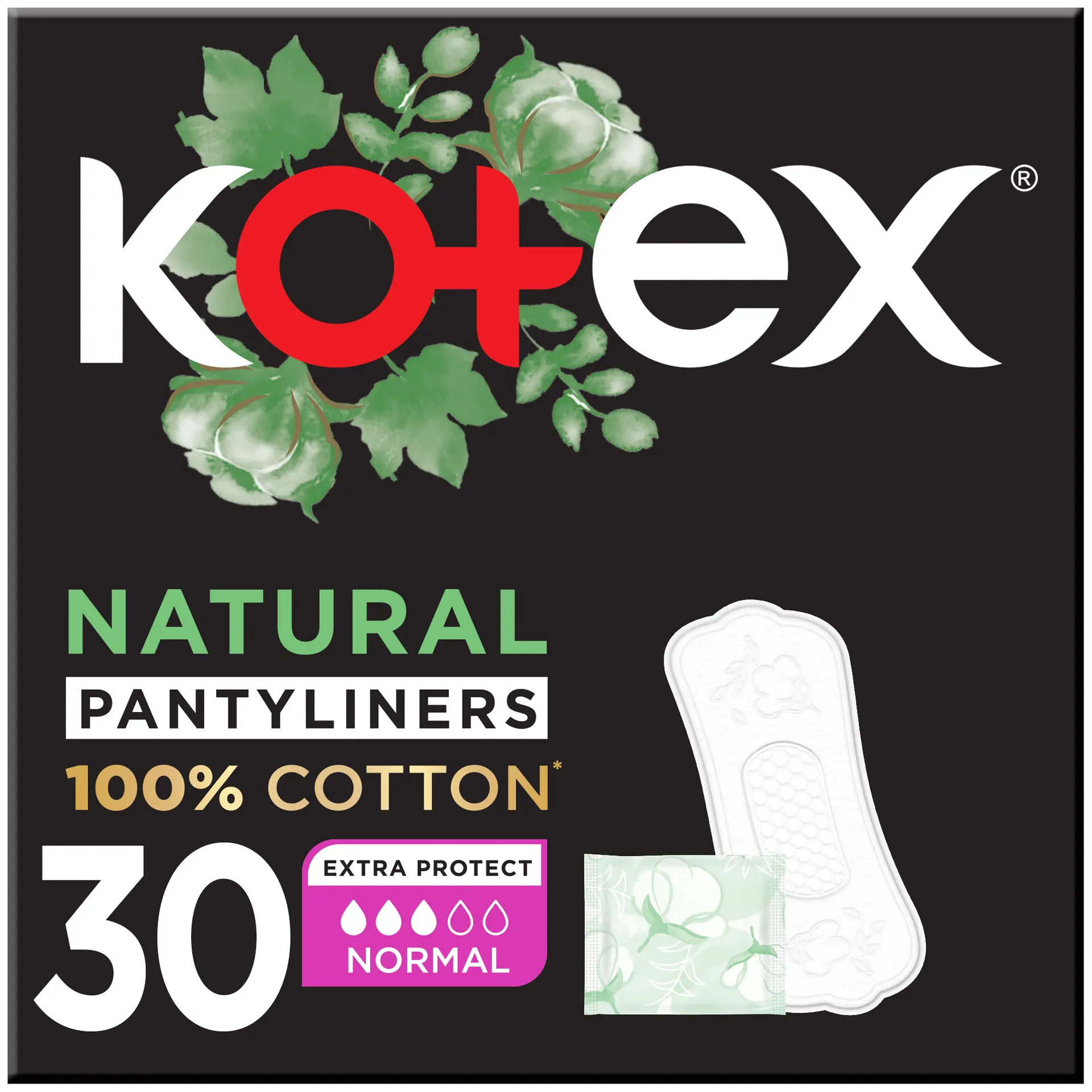 Kotex Natural Panty Liners  Normal Size 30 Daily Panty  - view 2
