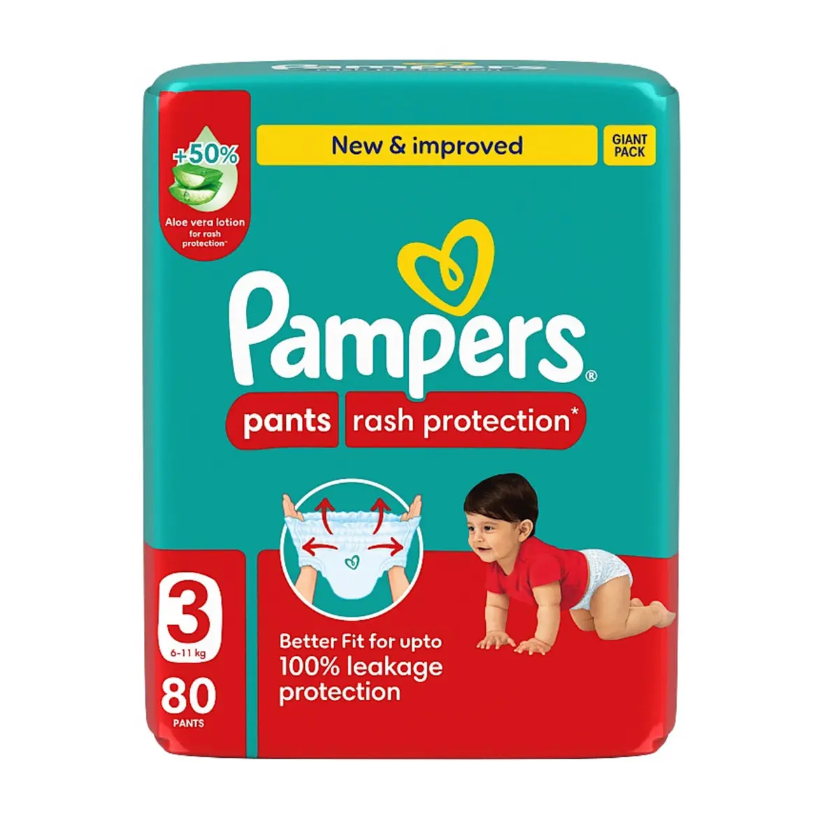 Pampers Diapers Rash Protection Pants Size 3 Aloe Vera Lotion 80 Pants  - view 9