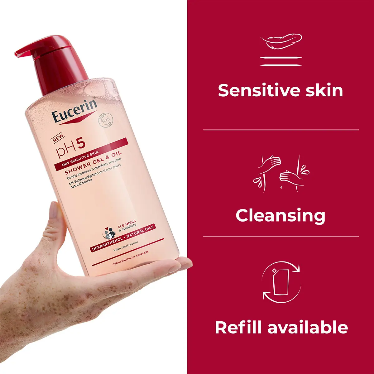 Eucerin pH5 Body Wash Shower Gel & Oil Cleanser 400ml - view 3