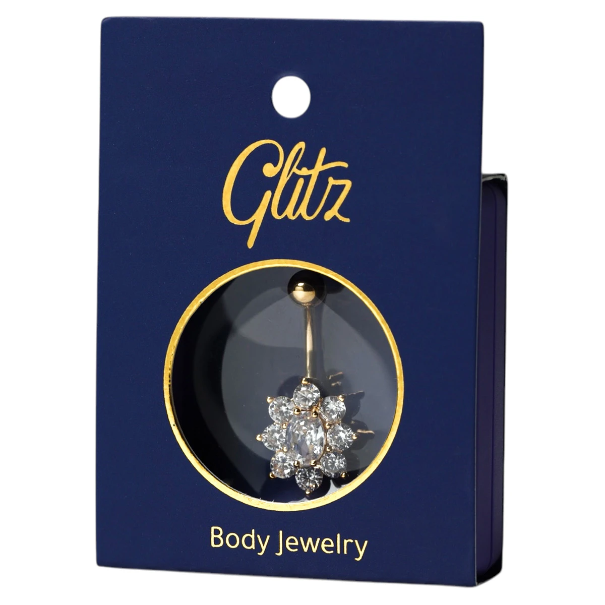 Glitz Body Ring Gold with Crystal spiral 