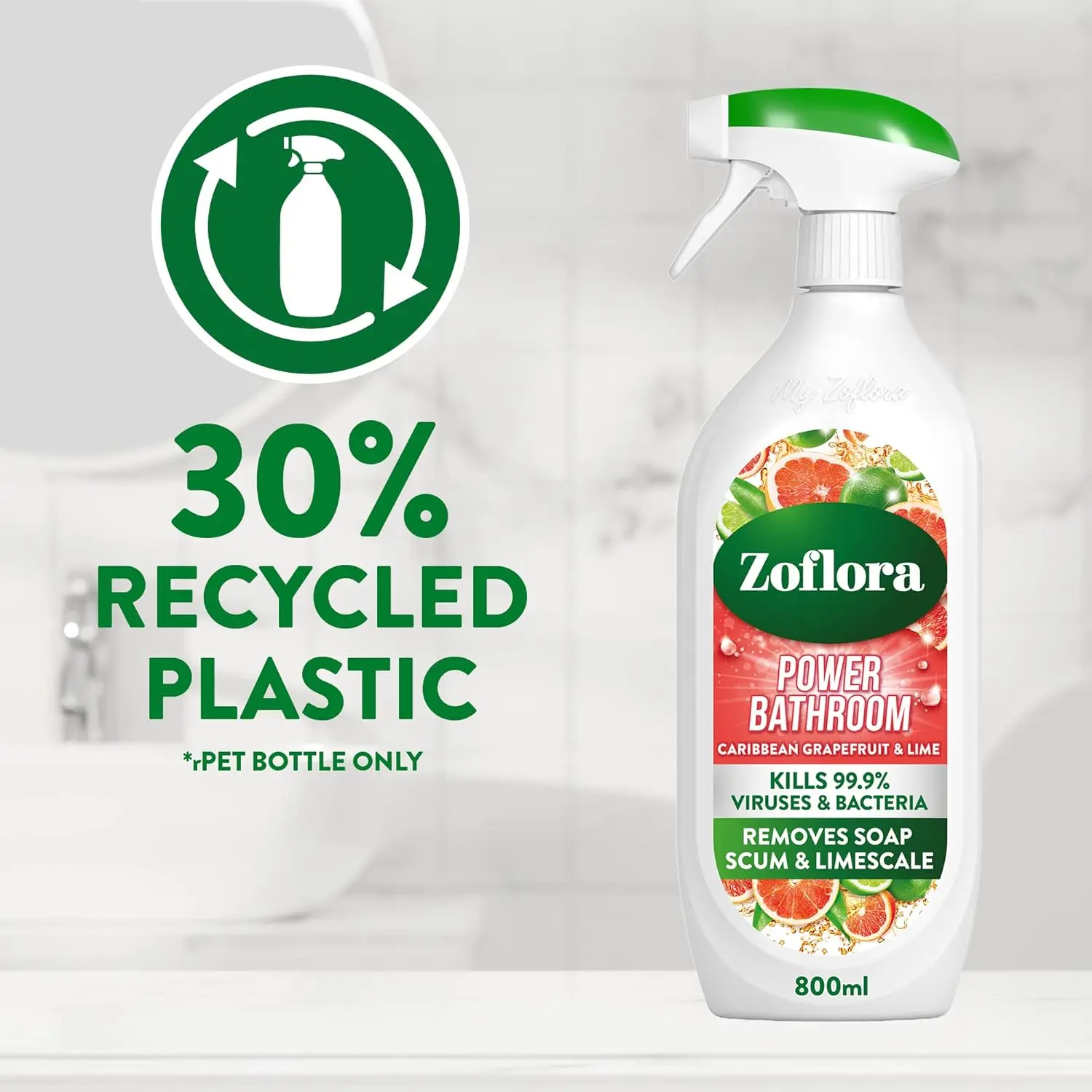 Zoflora Spray Multipurpose cleaner Disinfectant Caribbean Grapefruit and Lime Power 800 ml - view 7