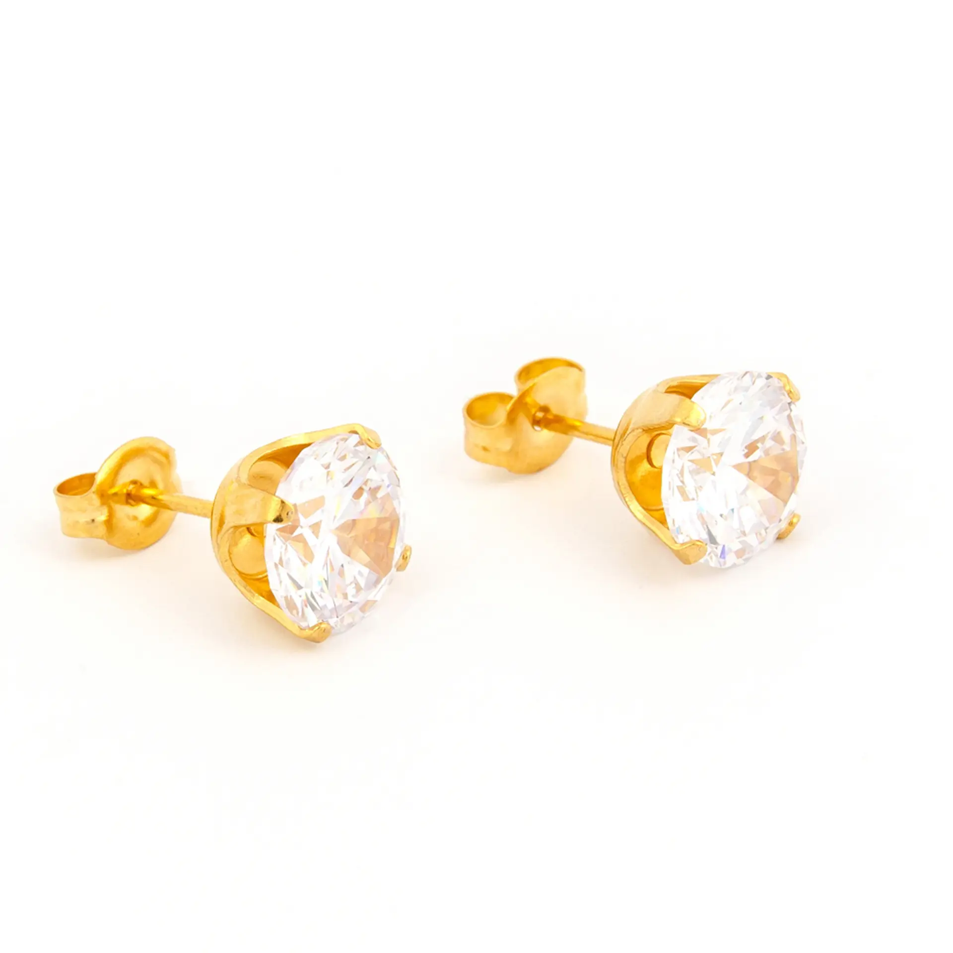 Studex Gold Plated 8mm Cubic Zirconia- Earrings For Sensitive Ears - view 2