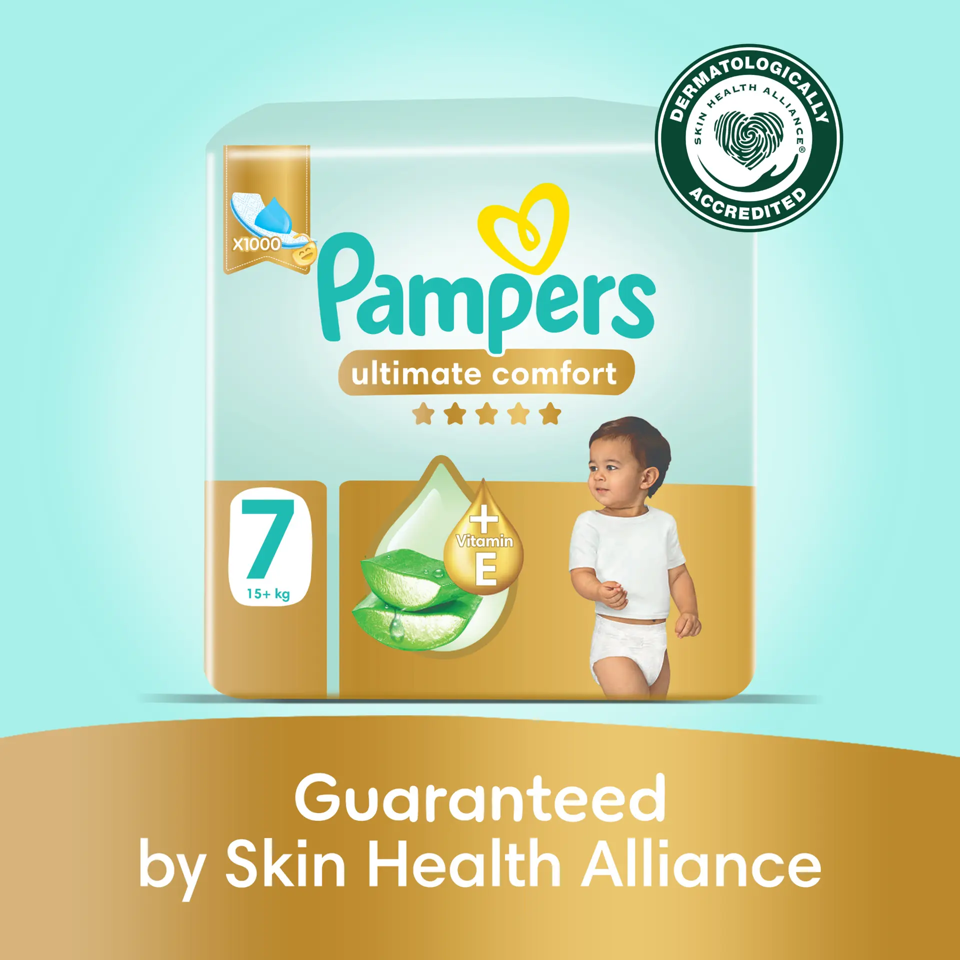 Pampers Diapers Ultimate Comfort Taped Size 7 Aloe Vera Lotion & Vitamin E 35 Diapers  - view 9