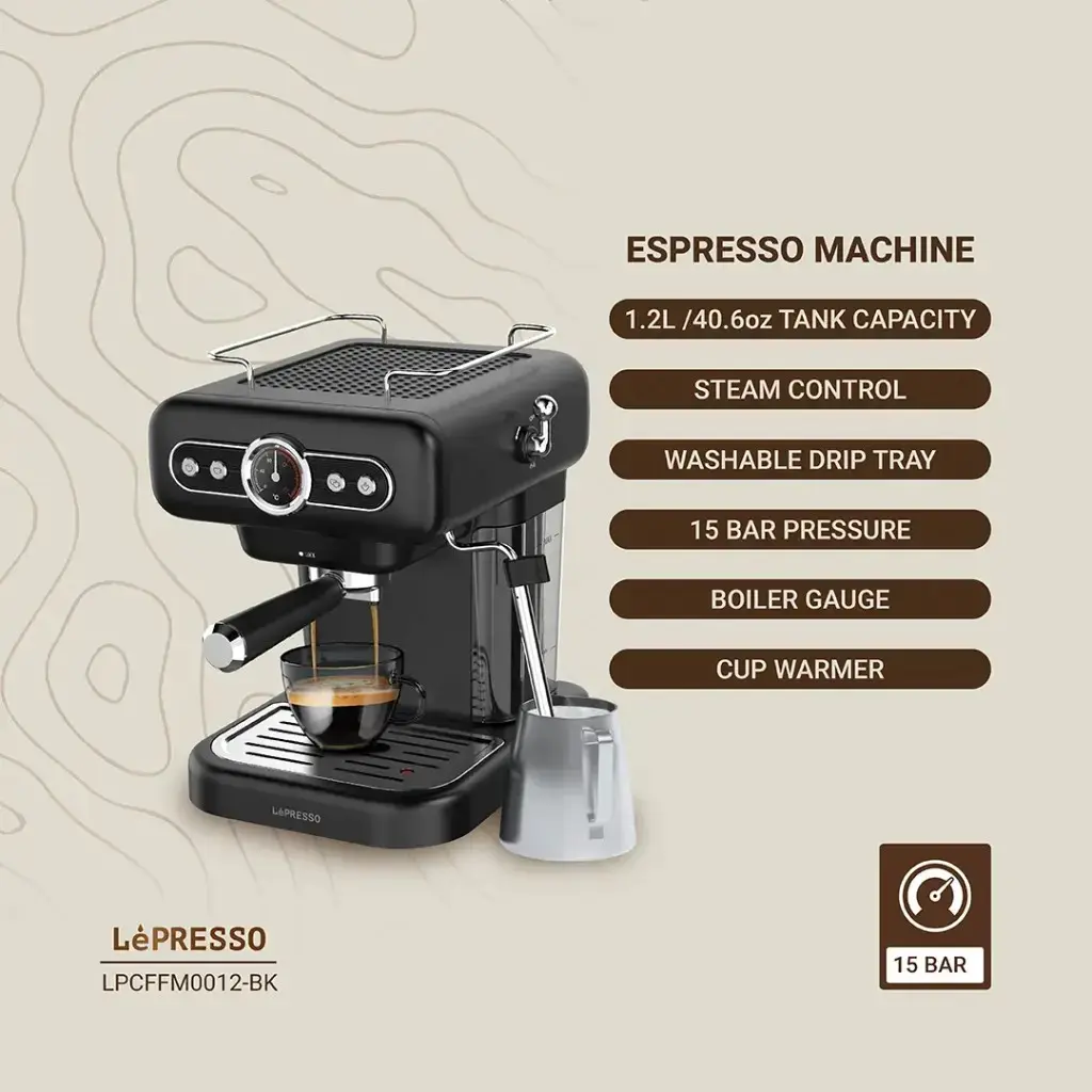 LePresso Retro Espresso Machine Boiler Gauge And Milk Steamer - Coffee machine - view 2