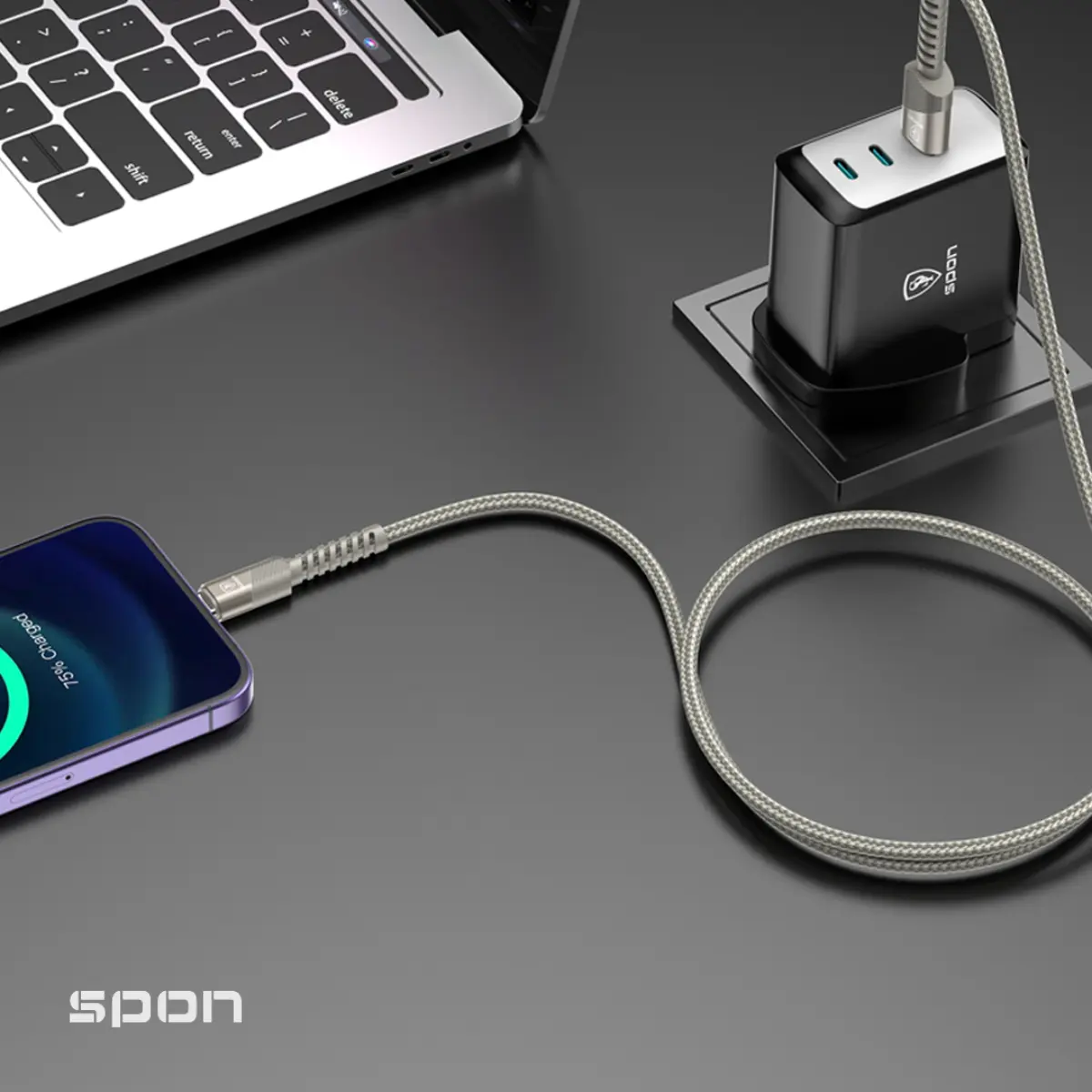 Spon  Titanium Fabric Cable iPhone 2M - view 4