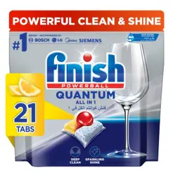 Finish Powerball Quantum Lemon Sparkle All In 1 Dishwasher 21 Tablets 