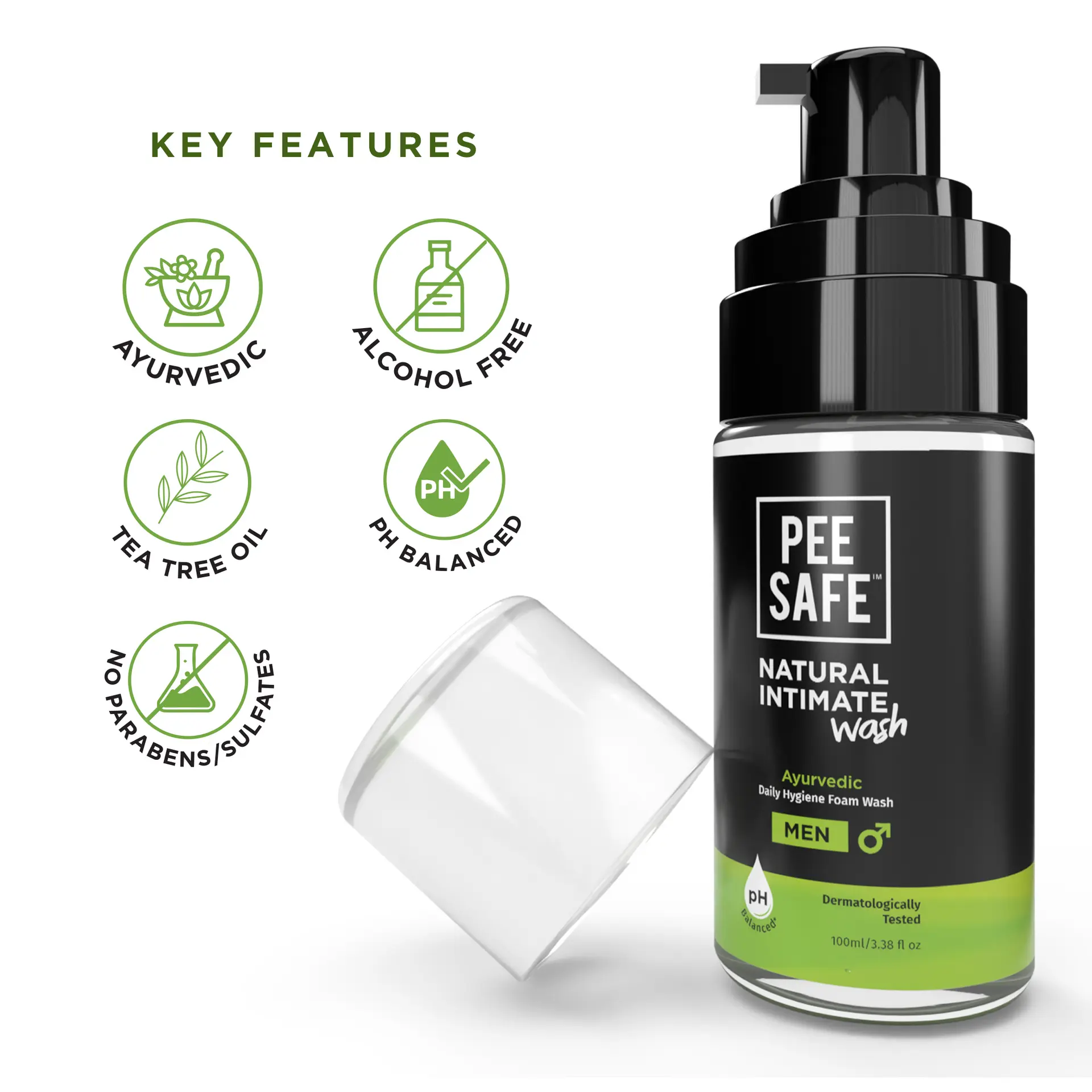 PeeSafe Natural Daily Intimate Wash for Men with Ayurveda Extracts Tea Tree essential oil 100ml - view 3