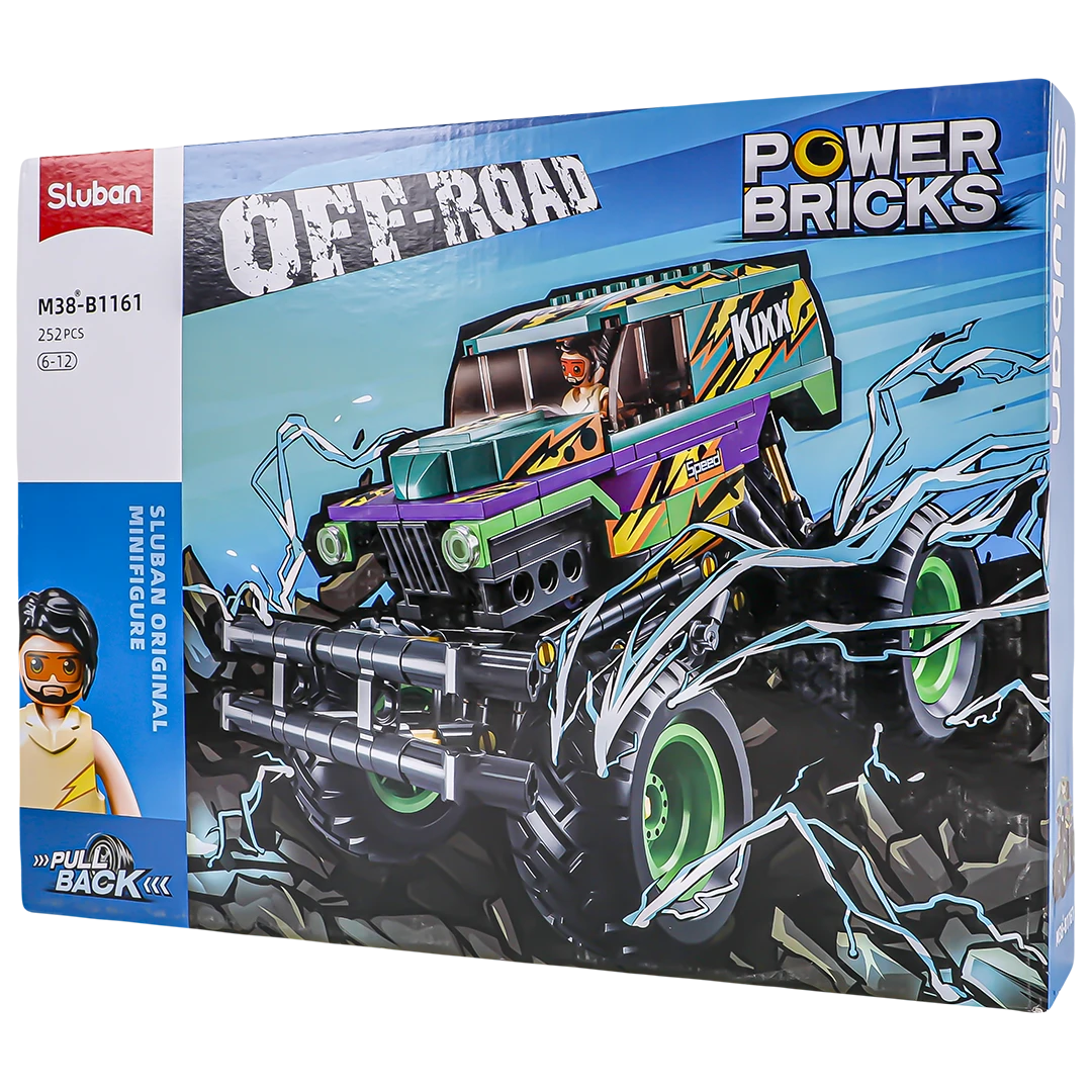 Sluban Green Purple Off-Road Car Pulling 252 pcs