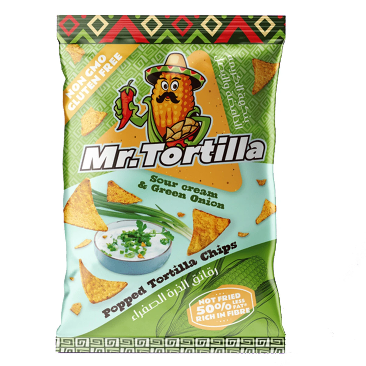 Mr Tortilla Popped Tortilla Chips Sour Cream & Green Onion Gluten Free 60 gm