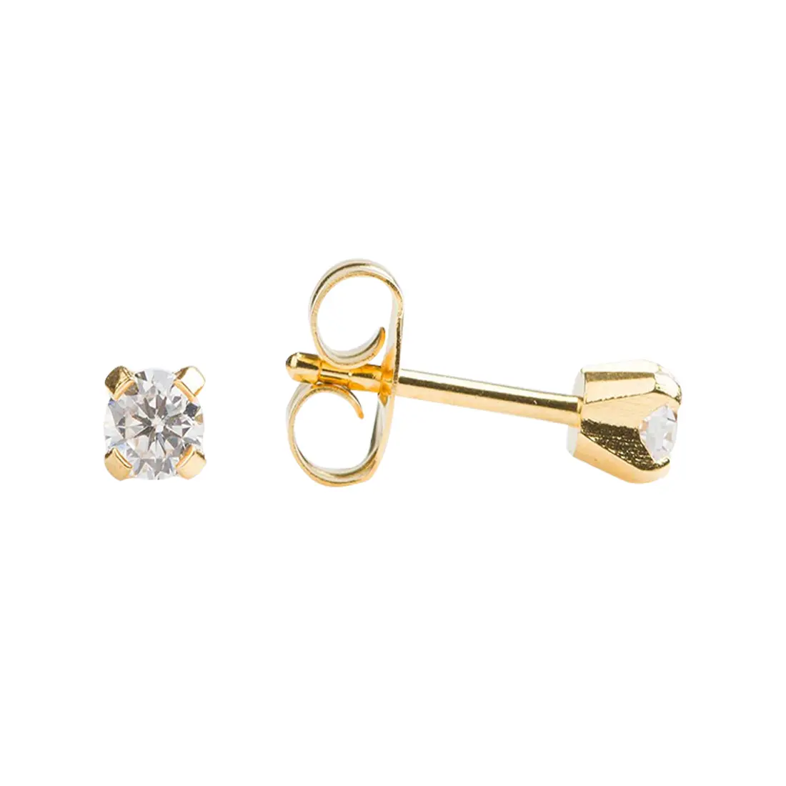 Studex Gold Plated Tiffany 3mm Cz Tt- Earrings For Sensitive Ears - view 3