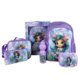 Royal Falcon 5 In 1 Mermaid 16" Backpack 5 Pcs
