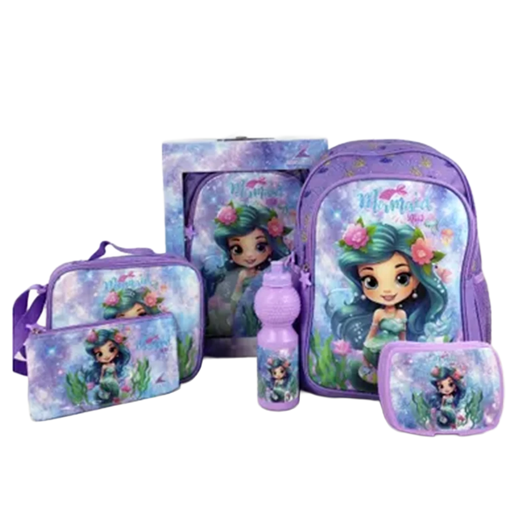 Royal Falcon 5 In 1 Mermaid 16" Backpack 5 Pcs