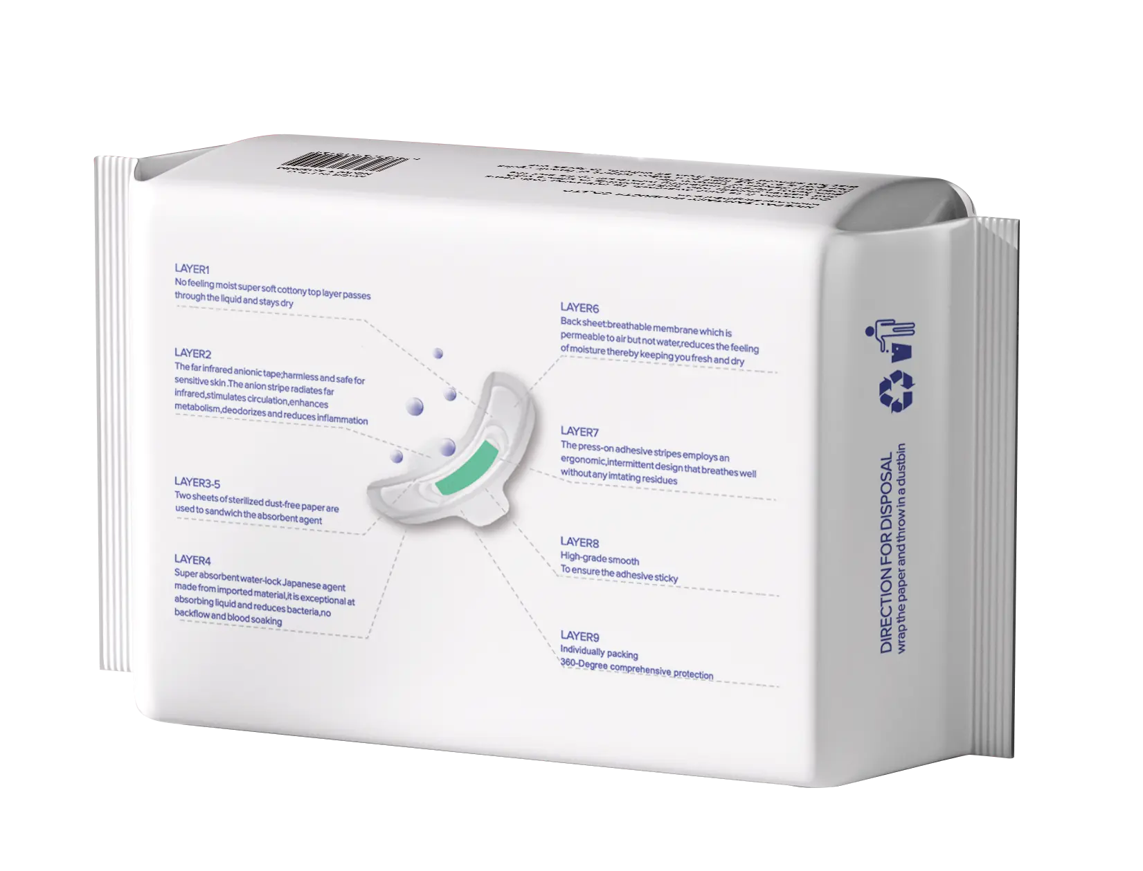 Nice Day Sanitary Pads With Anion Chip  nighttime 330 mm 4 pc - view 2