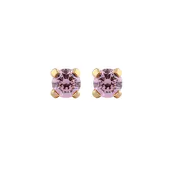 Studex Gold Plated Tiffany 3mm Cz Pink- Earrings For Sensitive Ears