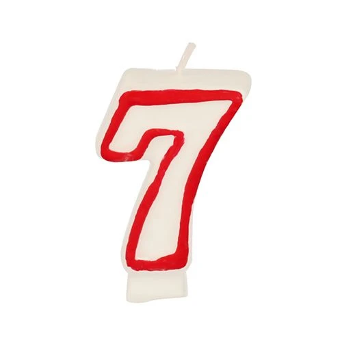 Papstar Birthday Candle  No. 7 Red Edge 7.3 Cm
