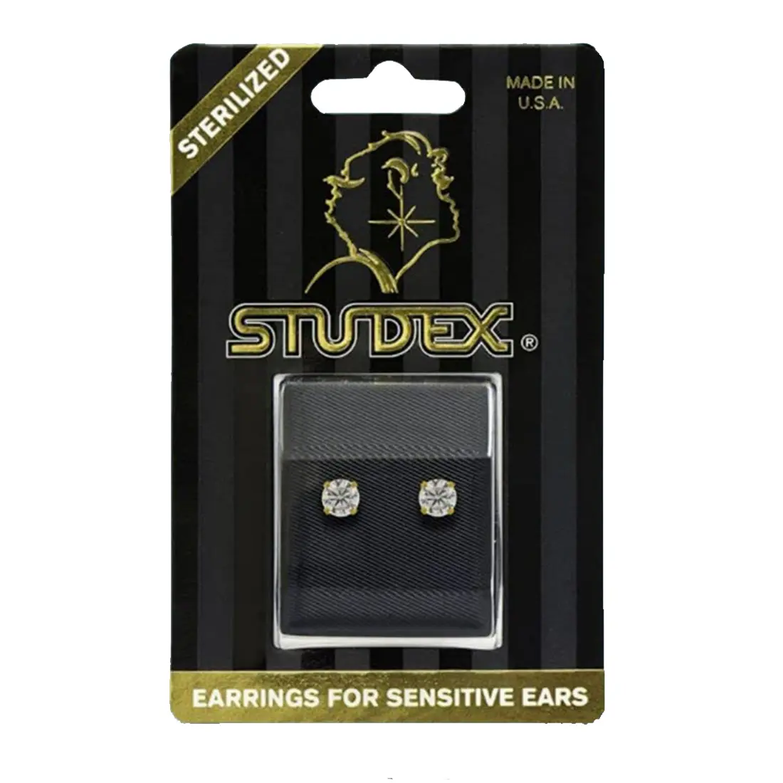 Studex Gold Plated 5mm Cubic Zirconia- Earrings For Sensitive Ears - view 5