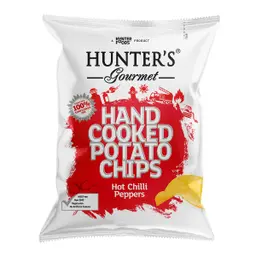Hunters Hand Cooked Potato Chips Hot Chilli Peppers 125 Gm