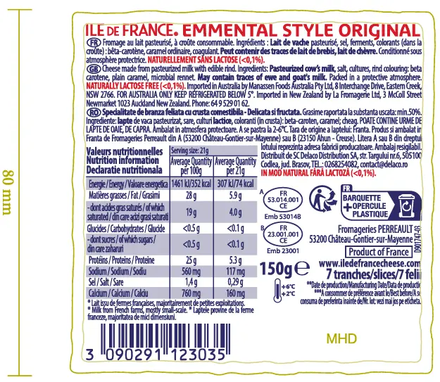 Ile De France Emmental Slices Cheese 150 gm - view 1