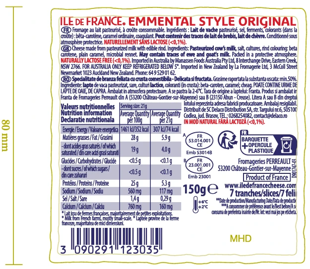 Ile De France Emmental Slices Cheese 150 gm
