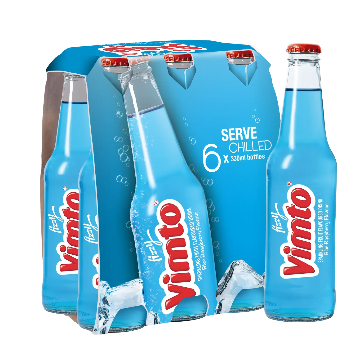 Vimto Fizzy Sparkling Fruit Flavoured Drink Blue Rasperry NRB 330MlX6 - view 2